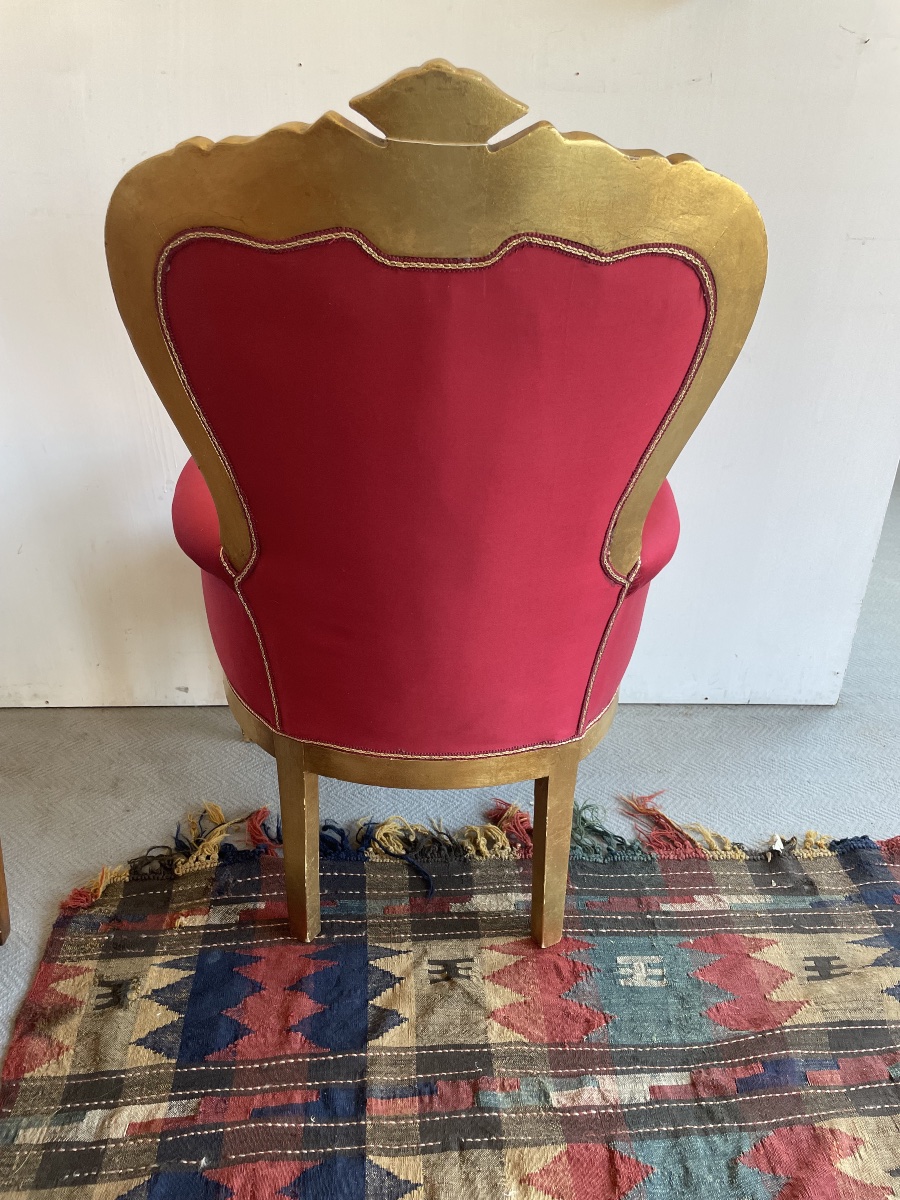 Fauteuil doré du 19ème siècle, velours ETRO-photo-6