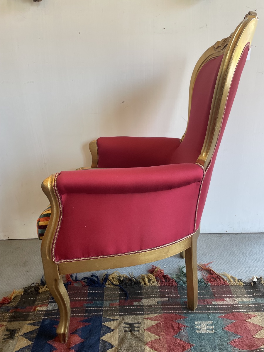 Fauteuil doré du 19ème siècle, velours ETRO-photo-8
