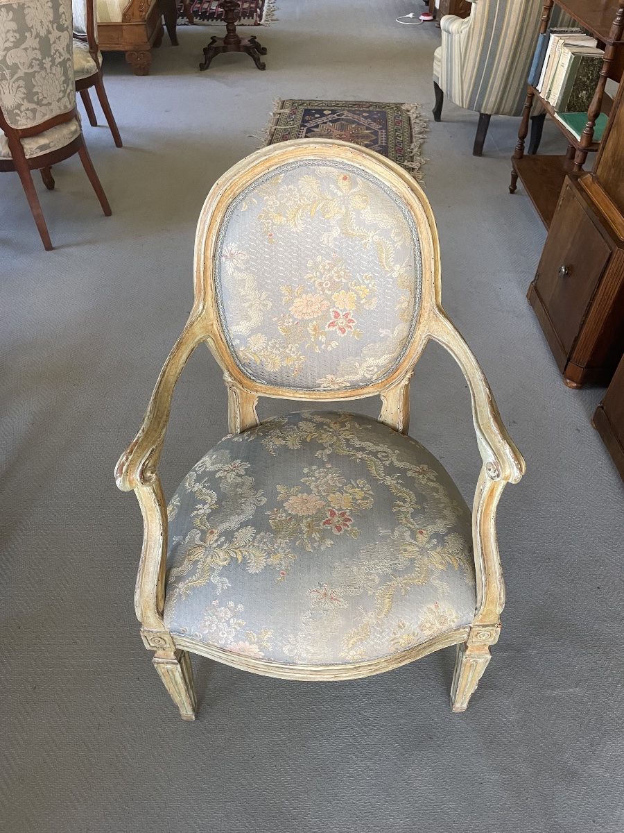 Ancien fauteuil laqué, milieu du 18ème siècle-photo-3