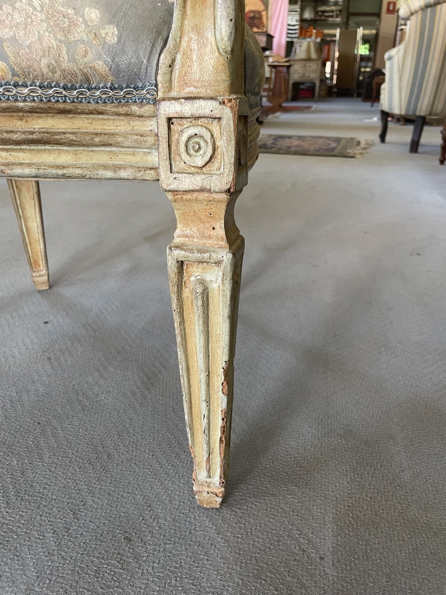 Ancien fauteuil laqué, milieu du 18ème siècle-photo-3