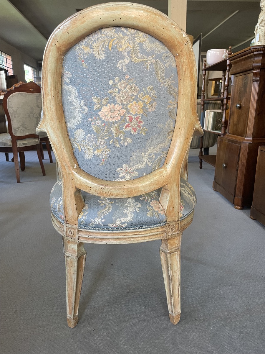 Ancien fauteuil laqué, milieu du 18ème siècle-photo-5
