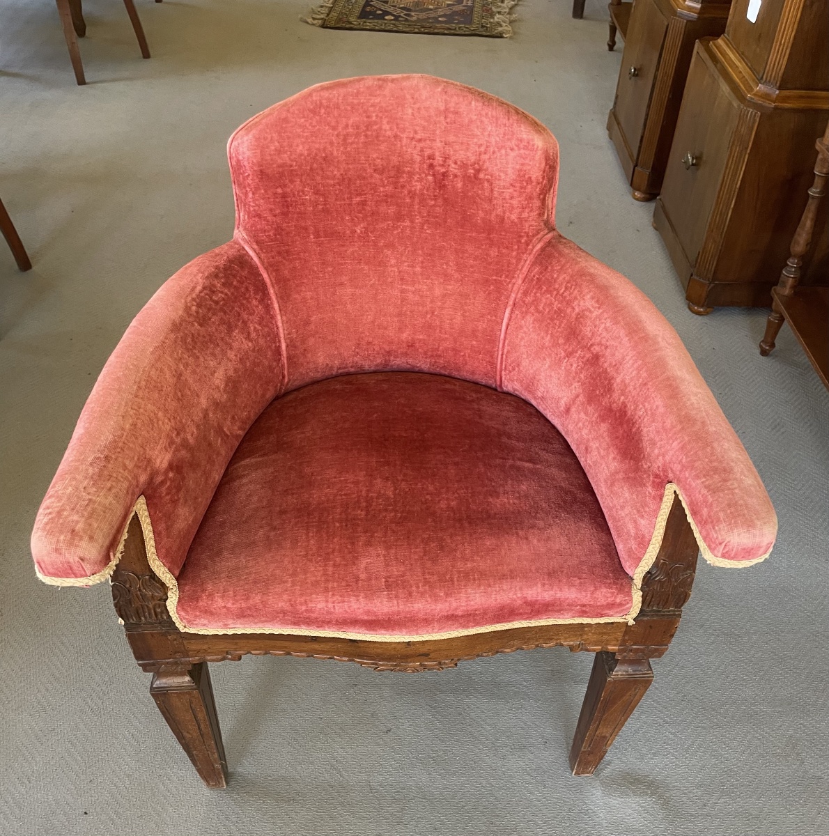 Antique Walnut Armchair, Louis XVI Style -photo-3