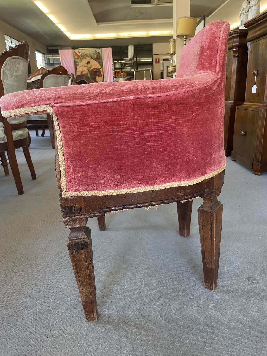 Antique Walnut Armchair, Louis XVI Style -photo-2