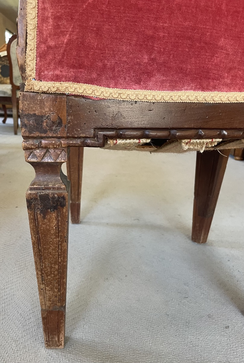 Antique Walnut Armchair, Louis XVI Style -photo-3