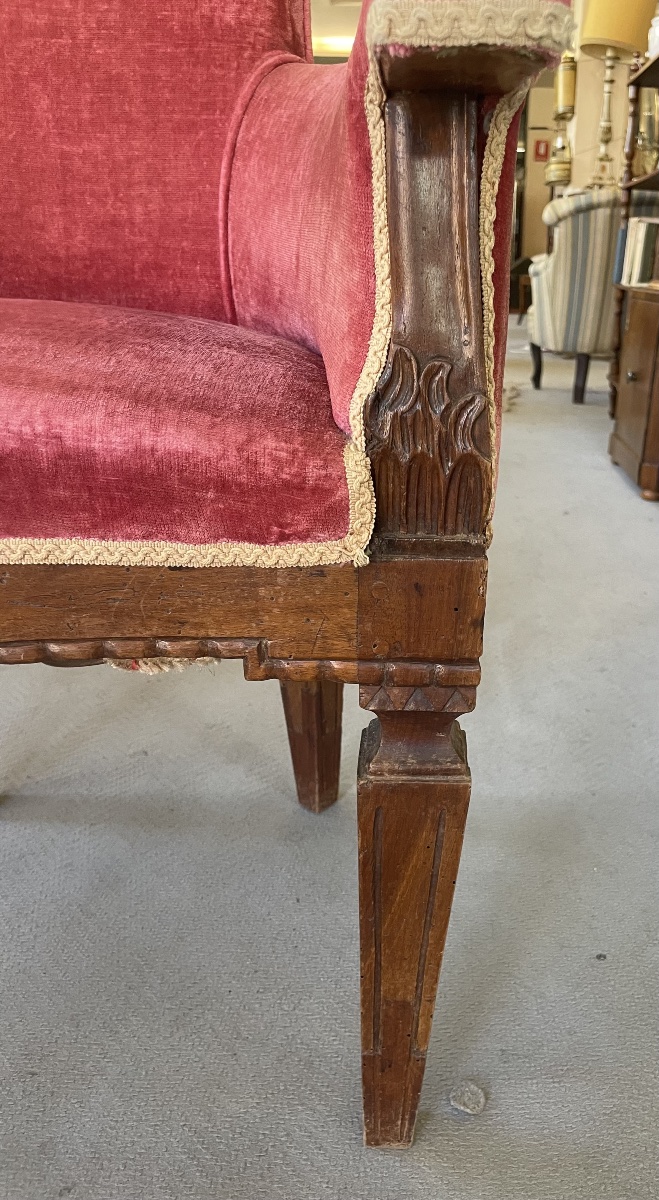 Antique Walnut Armchair, Louis XVI Style -photo-5