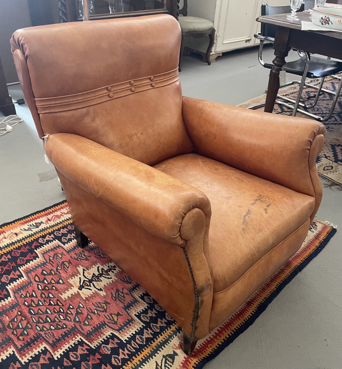 Antique Frau-style Leather Armchair, 1920s–1930s-photo-2