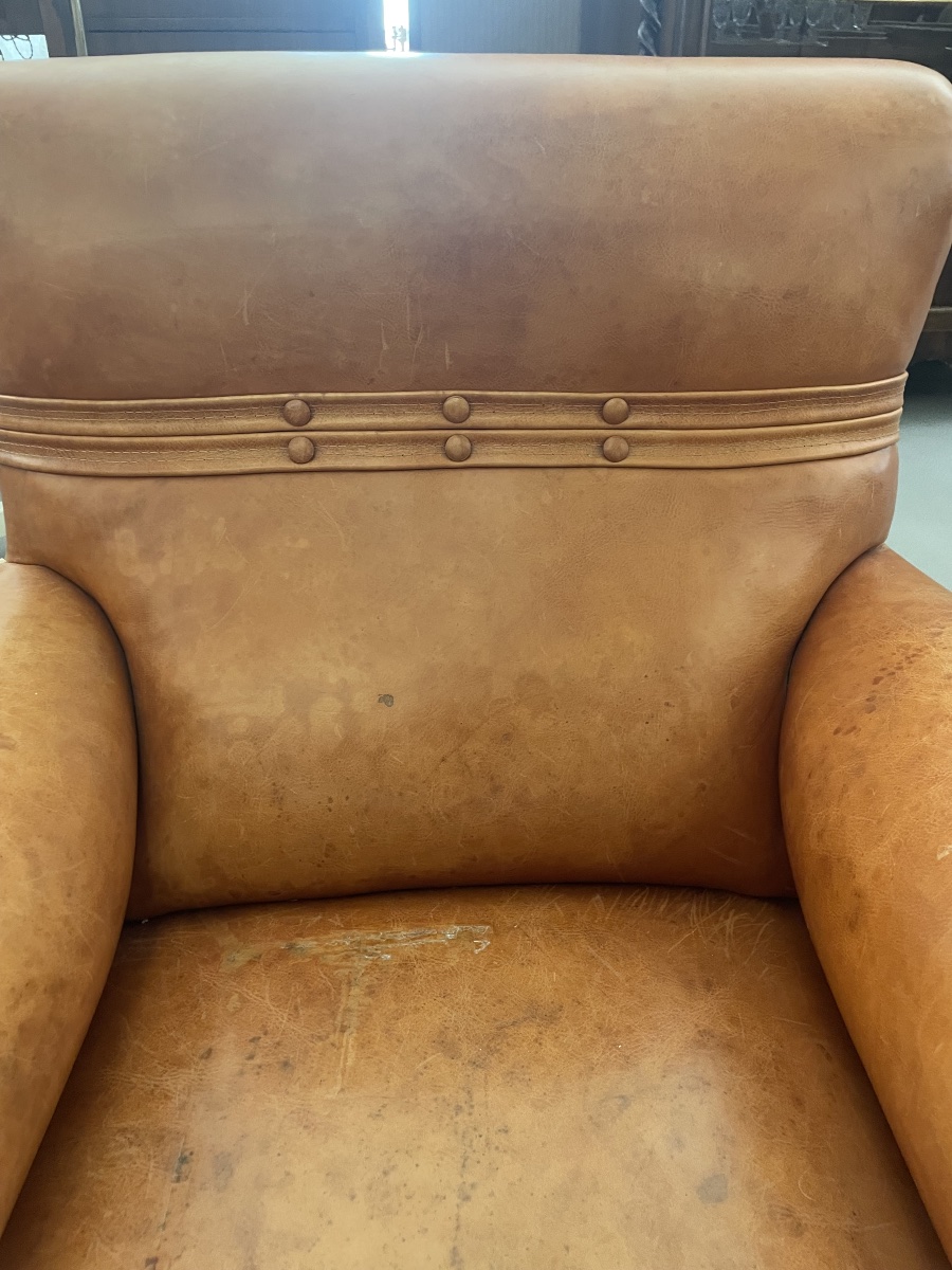 Antique Frau-style Leather Armchair, 1920s–1930s-photo-5