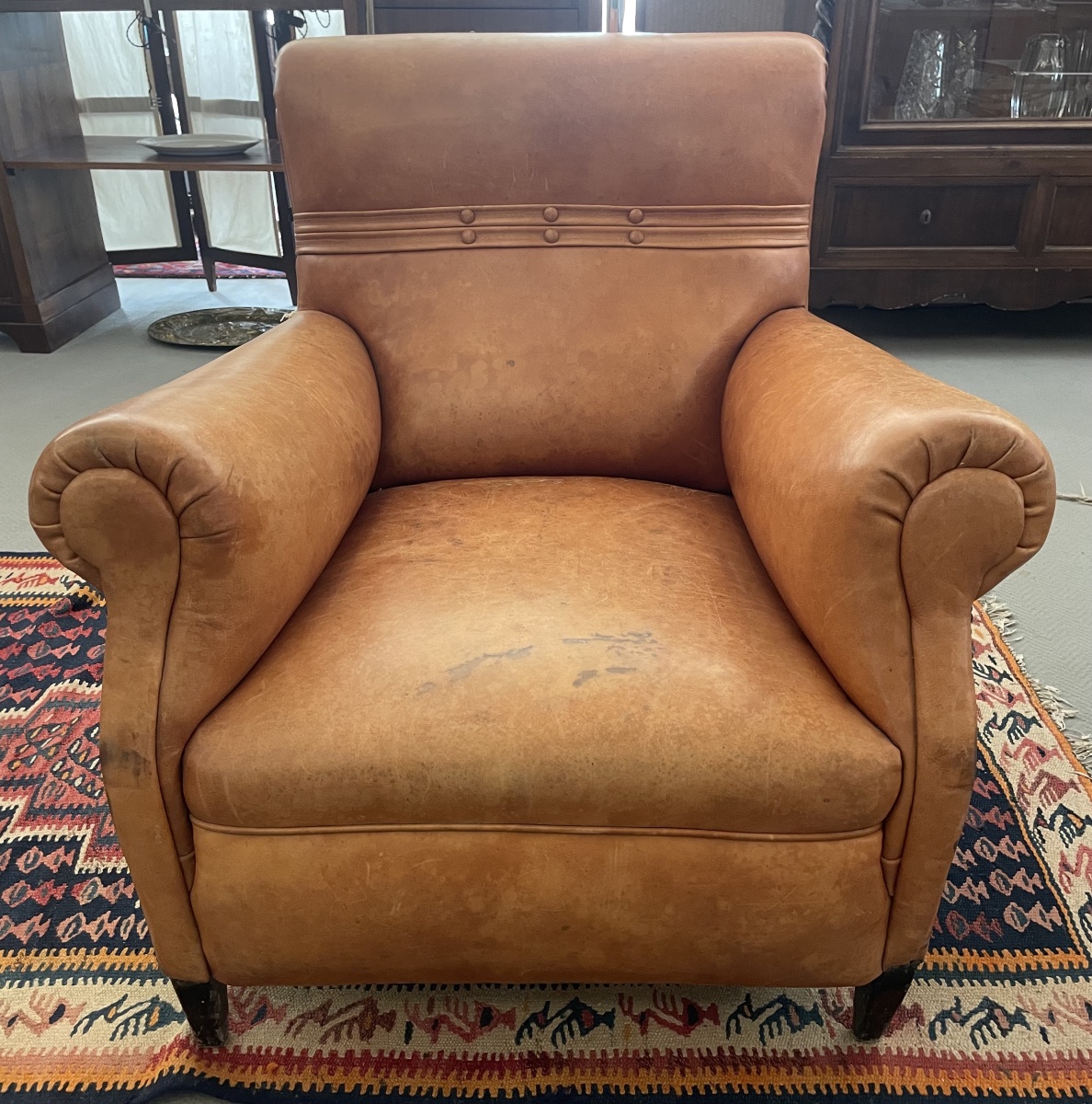 Antique Frau-style Leather Armchair, 1920s–1930s