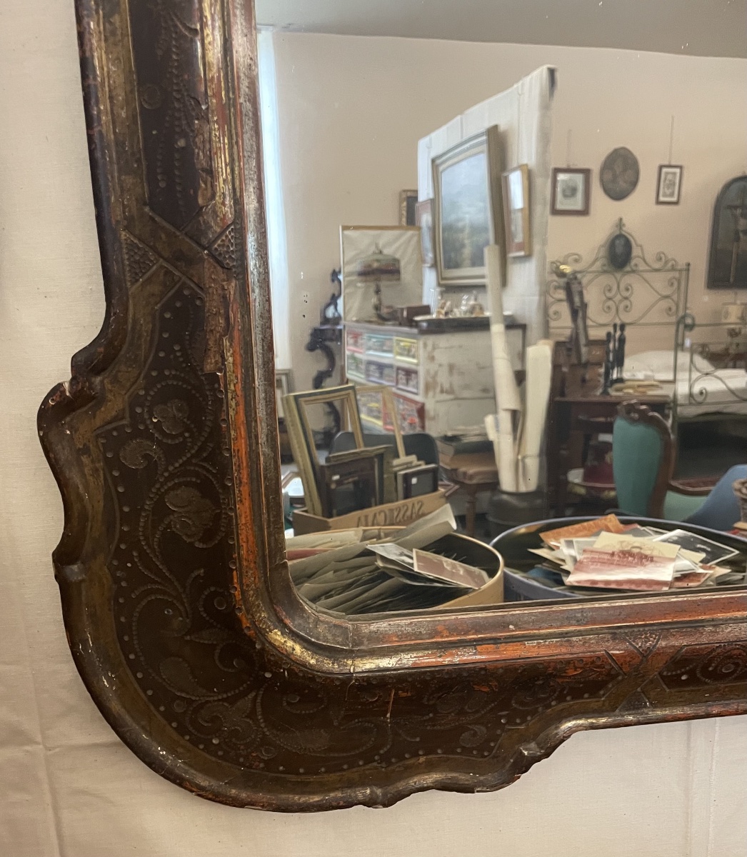 Ancien miroir à plateau, Italie du Nord, 19ème siècle-photo-1