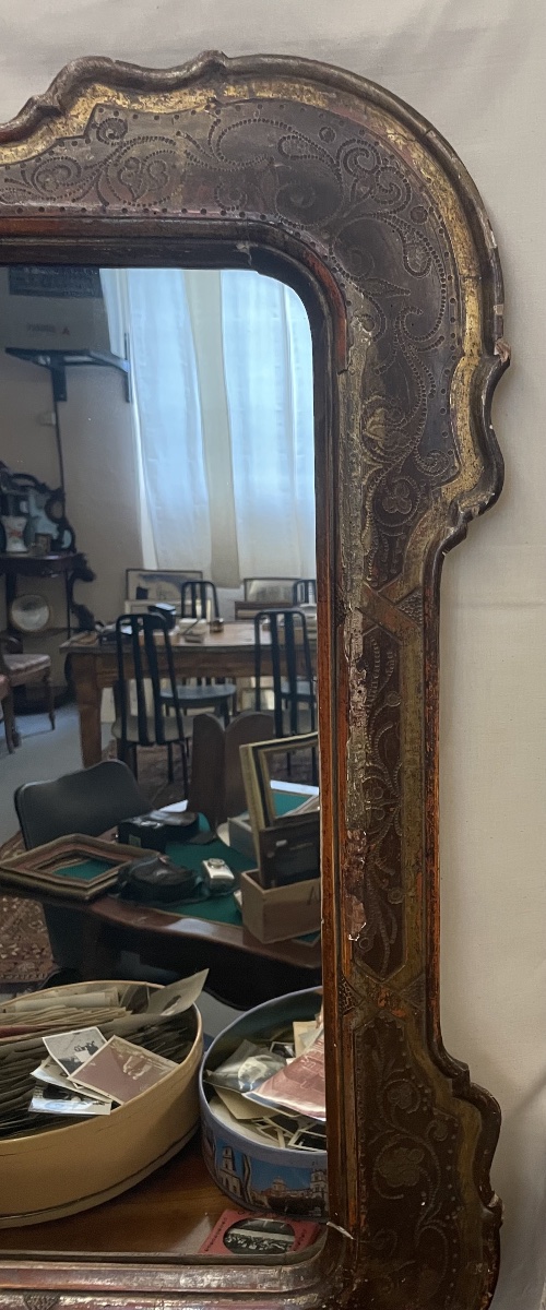 Ancien miroir à plateau, Italie du Nord, 19ème siècle-photo-3