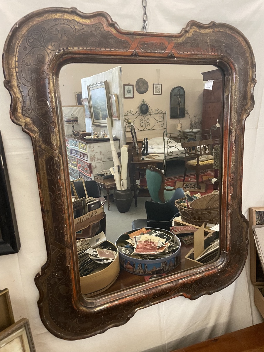 Ancien miroir à plateau, Italie du Nord, 19ème siècle
