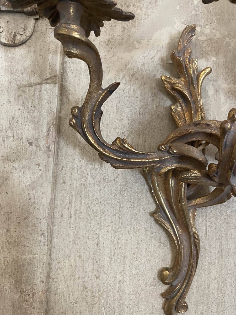 Ancienne applique en bronze doré style Rocaille-photo-5