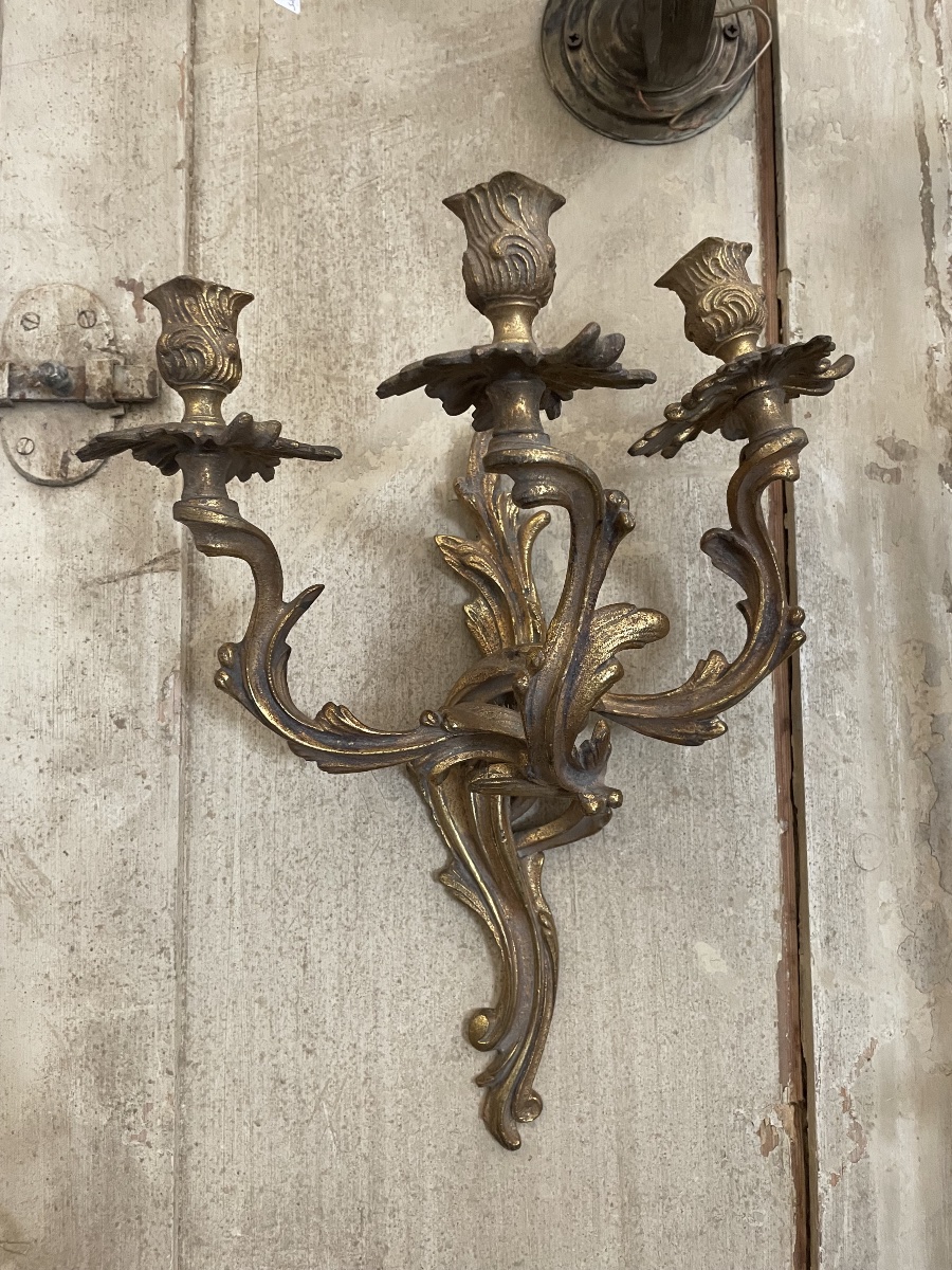 Ancienne applique en bronze doré style Rocaille