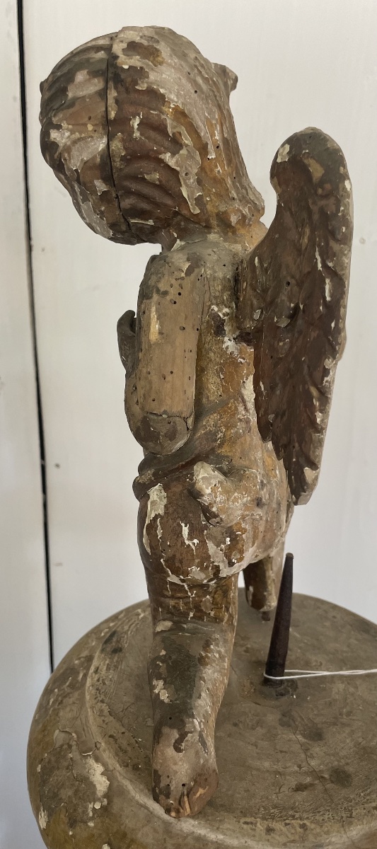 Angel With A Cornucopia, Carved And Lacquered, Italy, 17th Century -photo-2