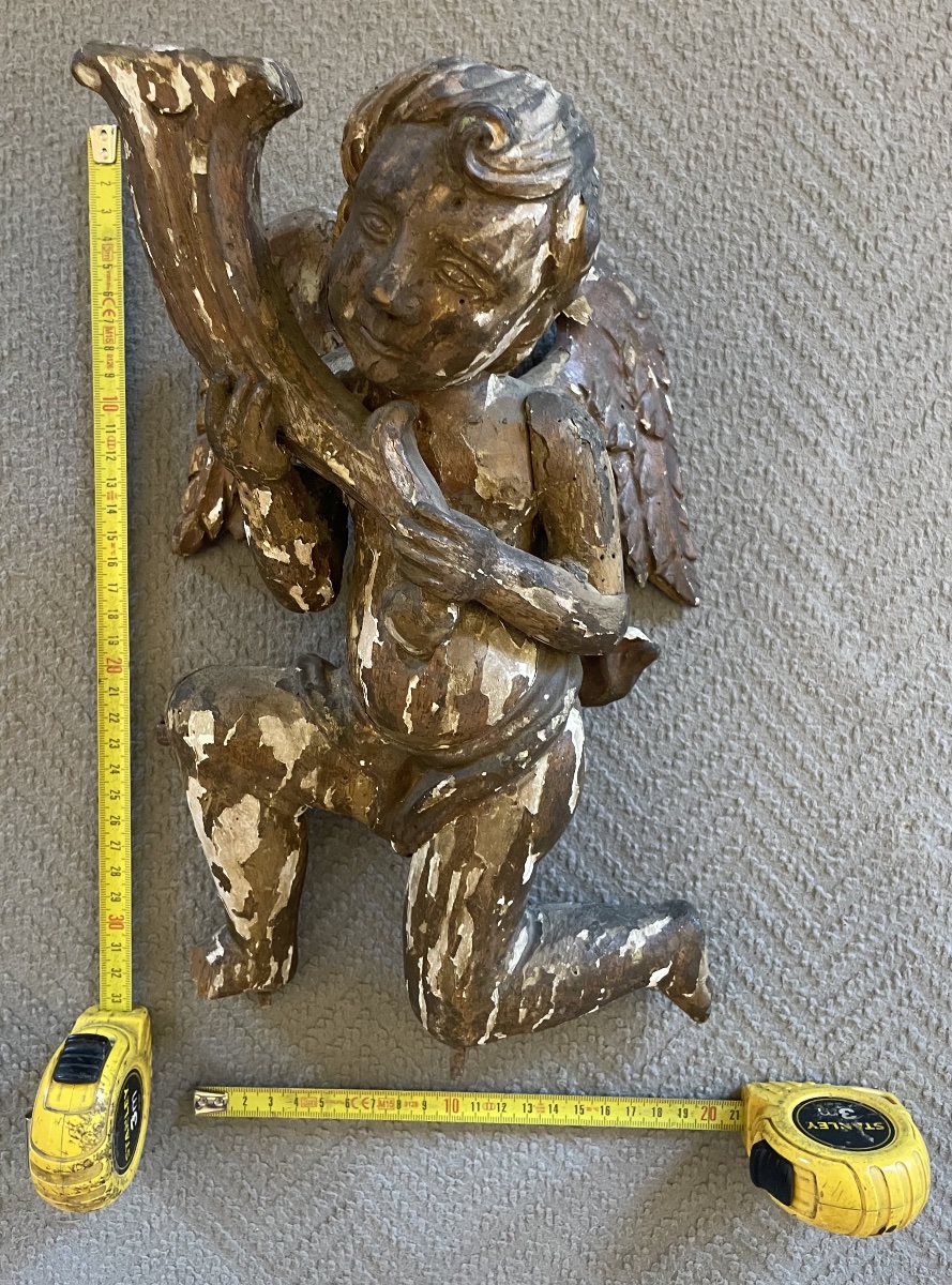 Angel With A Cornucopia, Carved And Lacquered, Italy, 17th Century -photo-4