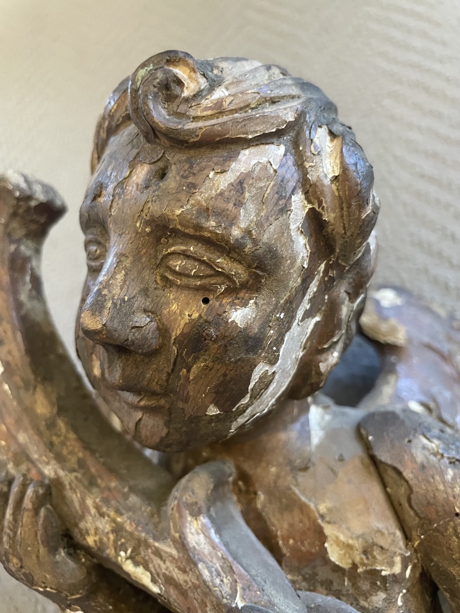 Angel With A Cornucopia, Carved And Lacquered, Italy, 17th Century -photo-7