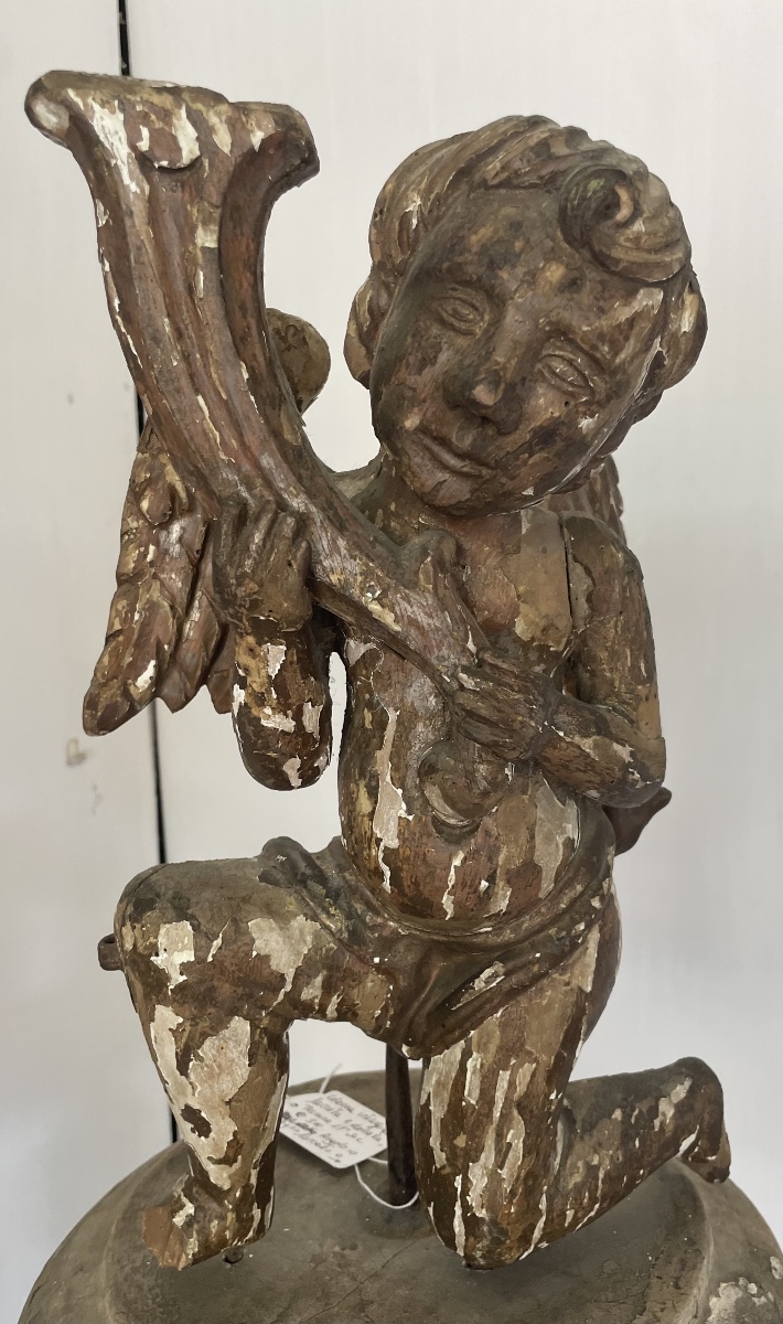 Angel With A Cornucopia, Carved And Lacquered, Italy, 17th Century 
