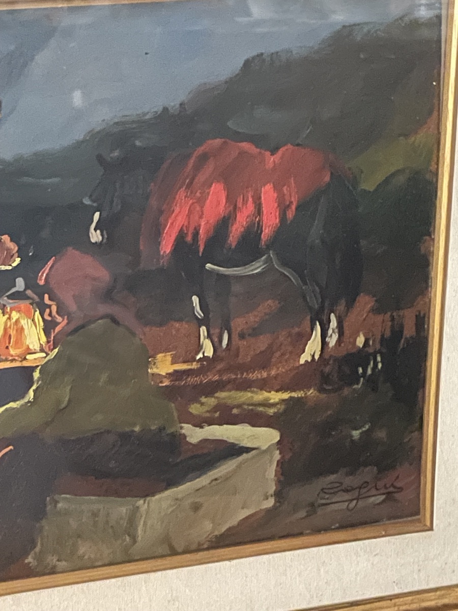 Les tsiganes la nuit. Peinture à l’huile sur masonite par Basso Ragni(1921-1979) années 50/60-photo-3