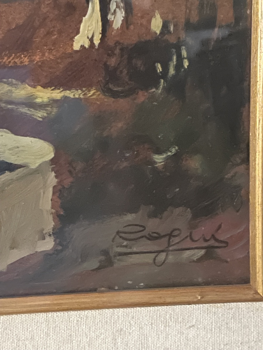 Les tsiganes la nuit. Peinture à l’huile sur masonite par Basso Ragni(1921-1979) années 50/60-photo-4