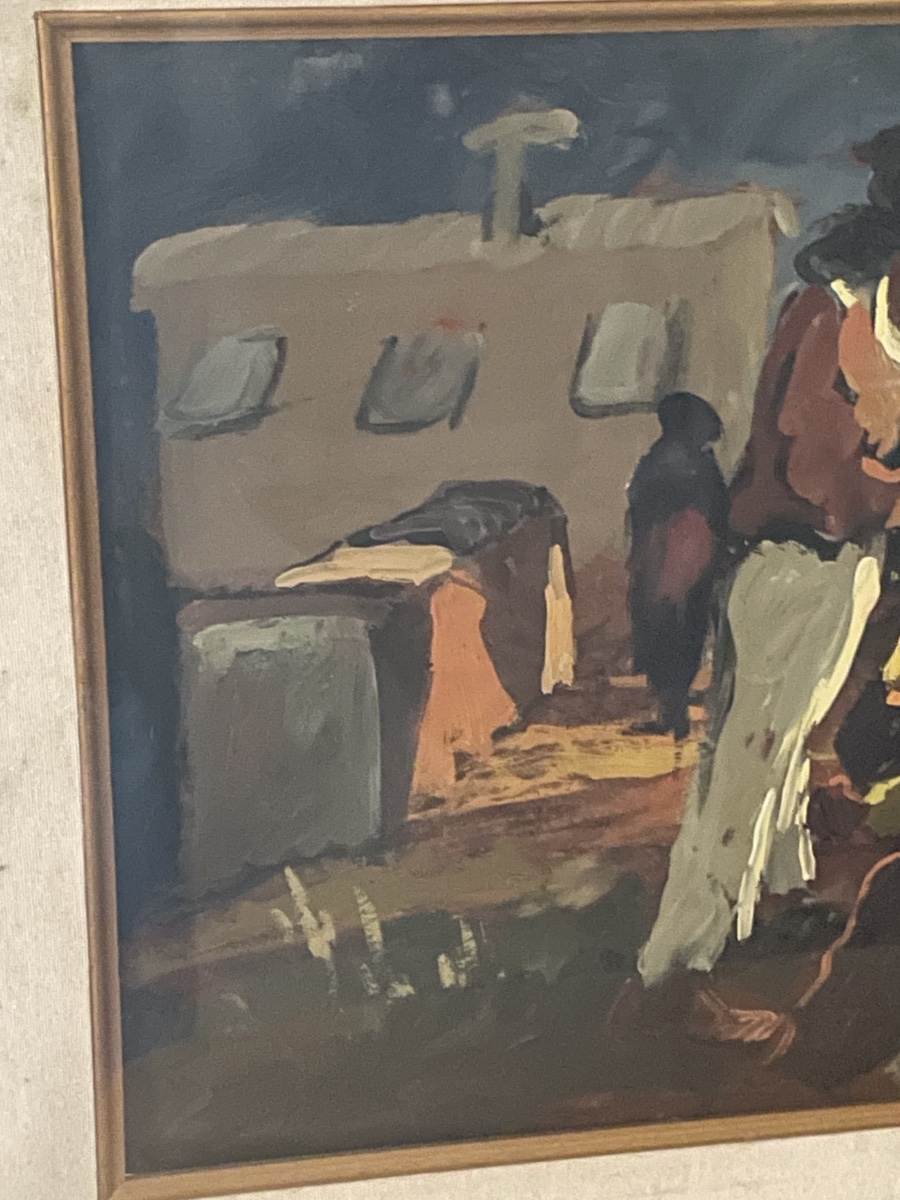 Les tsiganes la nuit. Peinture à l’huile sur masonite par Basso Ragni(1921-1979) années 50/60-photo-6