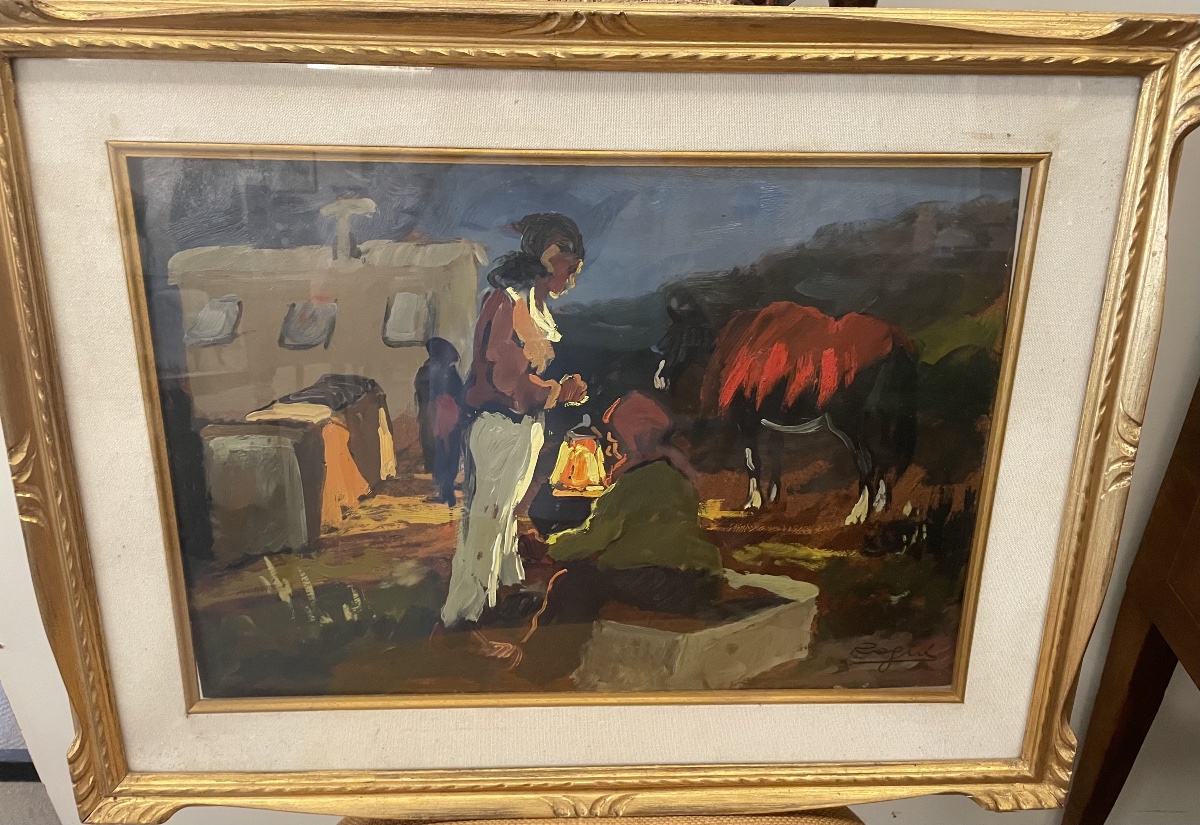 Les tsiganes la nuit. Peinture à l’huile sur masonite par Basso Ragni(1921-1979) années 50/60