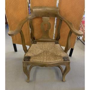 Cockpit Armchair, Louis XV, Walnut, Tuscany, 18th Century