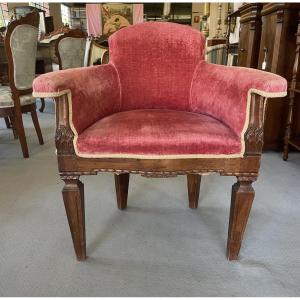 Antique Walnut Armchair, Louis XVI Style 