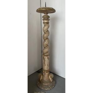 Ancienne colonne en tortile, laquée, époque et style Louis XIV