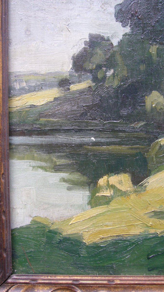 Landscape, Oil On Canvas Signed, XXth.-photo-3