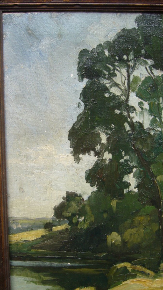 Landscape, Oil On Canvas Signed, XXth.-photo-1
