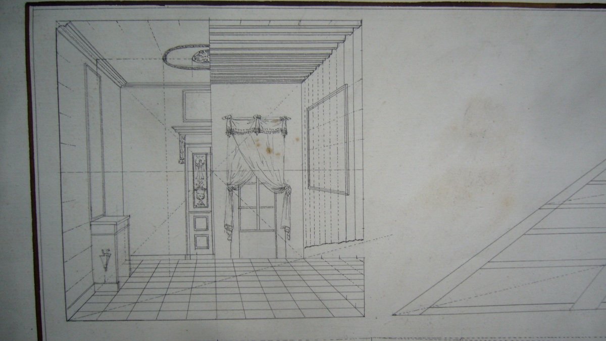 Drawing, Lavis, Study Of Architecture Early XIXth-photo-1