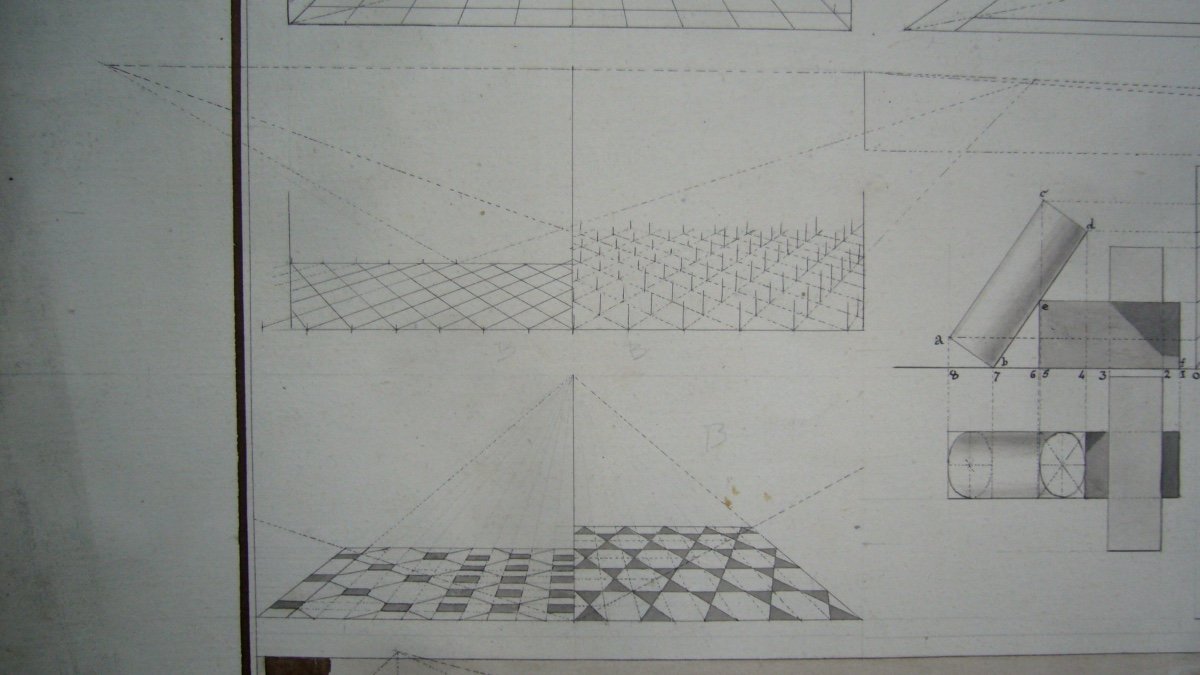 Dessin, Lavis, &eacute;tude d'Architecture D&eacute;but XIX &egrave;me-photo-4