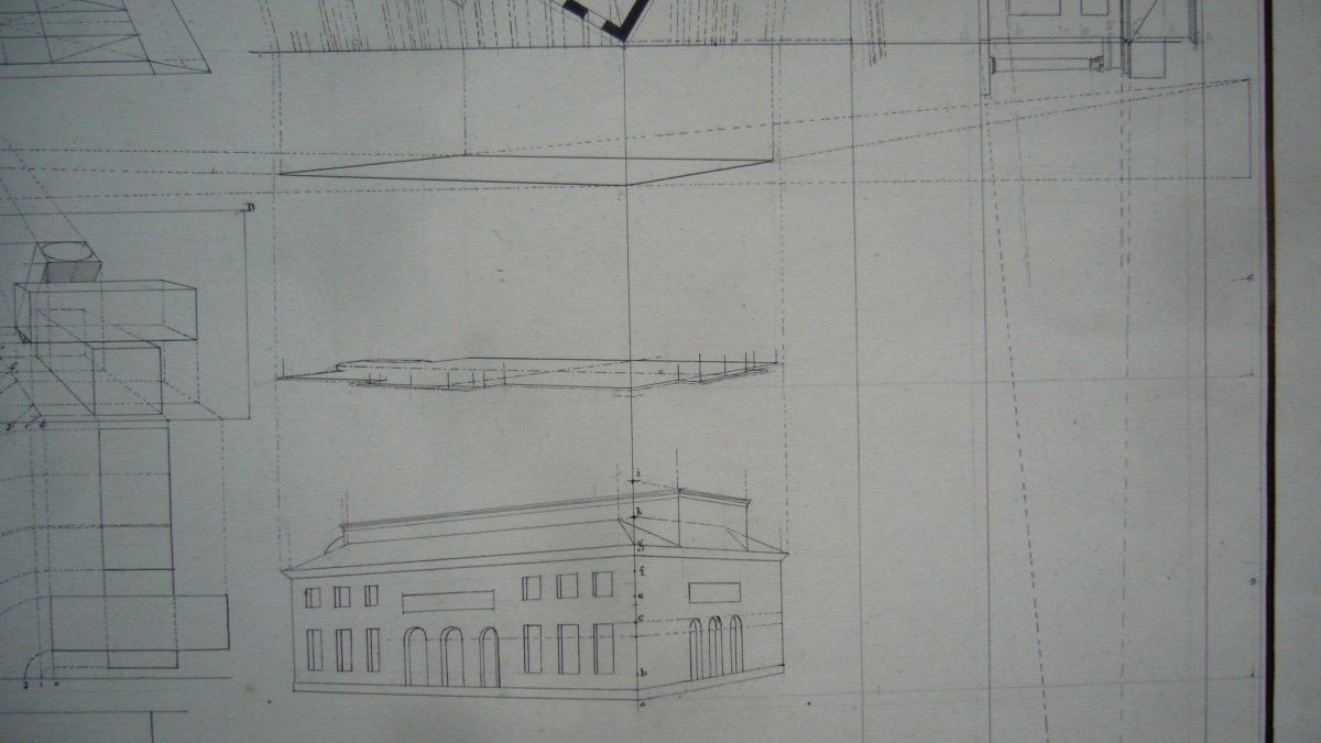 Drawing, Lavis, Study Of Architecture Early XIXth-photo-6