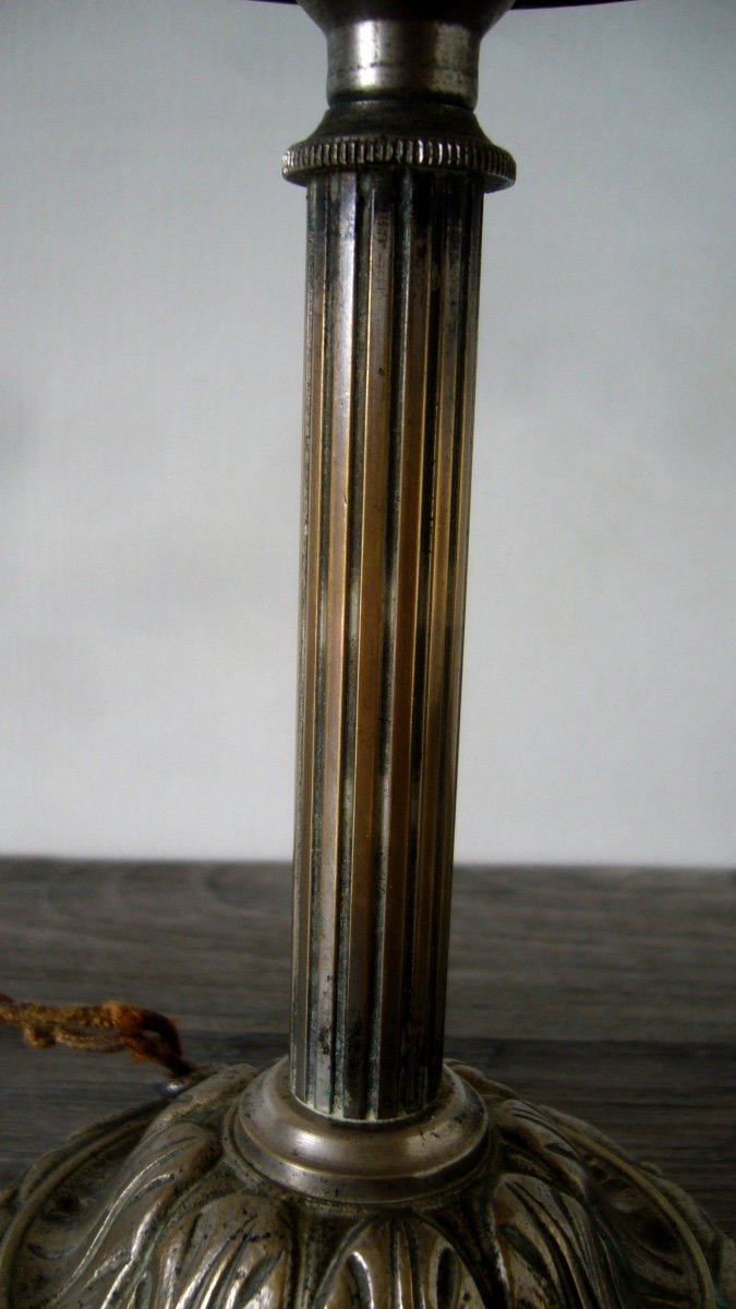 Lampe, Veilleuse Champignon Bronze Argenté Début XXème-photo-3