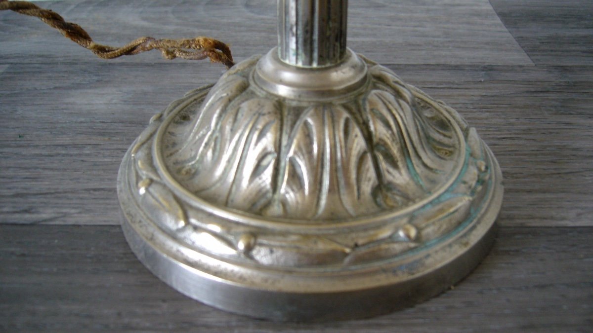 Lampe, Veilleuse Champignon Bronze Argenté Début XXème-photo-1