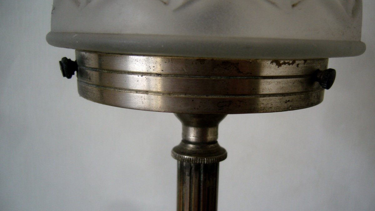 Lampe, Veilleuse Champignon Bronze Argenté Début XXème-photo-2