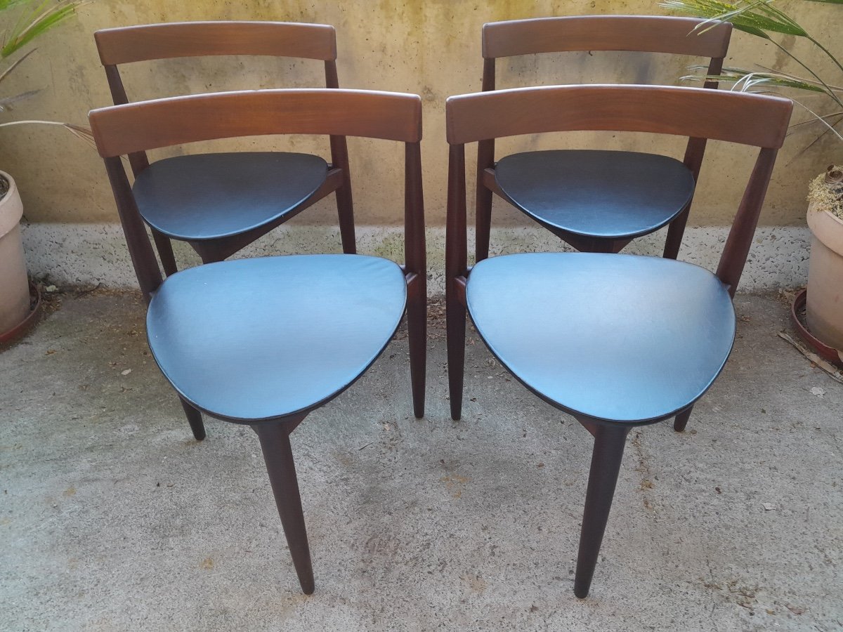 Series Of 4 Chairs By Hans Olsen, Edited By Frem Rojle, Design Denmark.