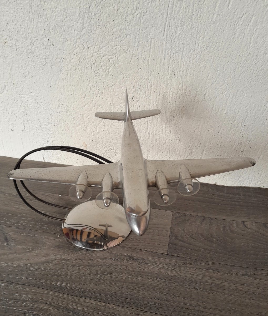Maquette Avion Dc-4, Fonte d'Aluminium, Milieu XX ème-photo-3