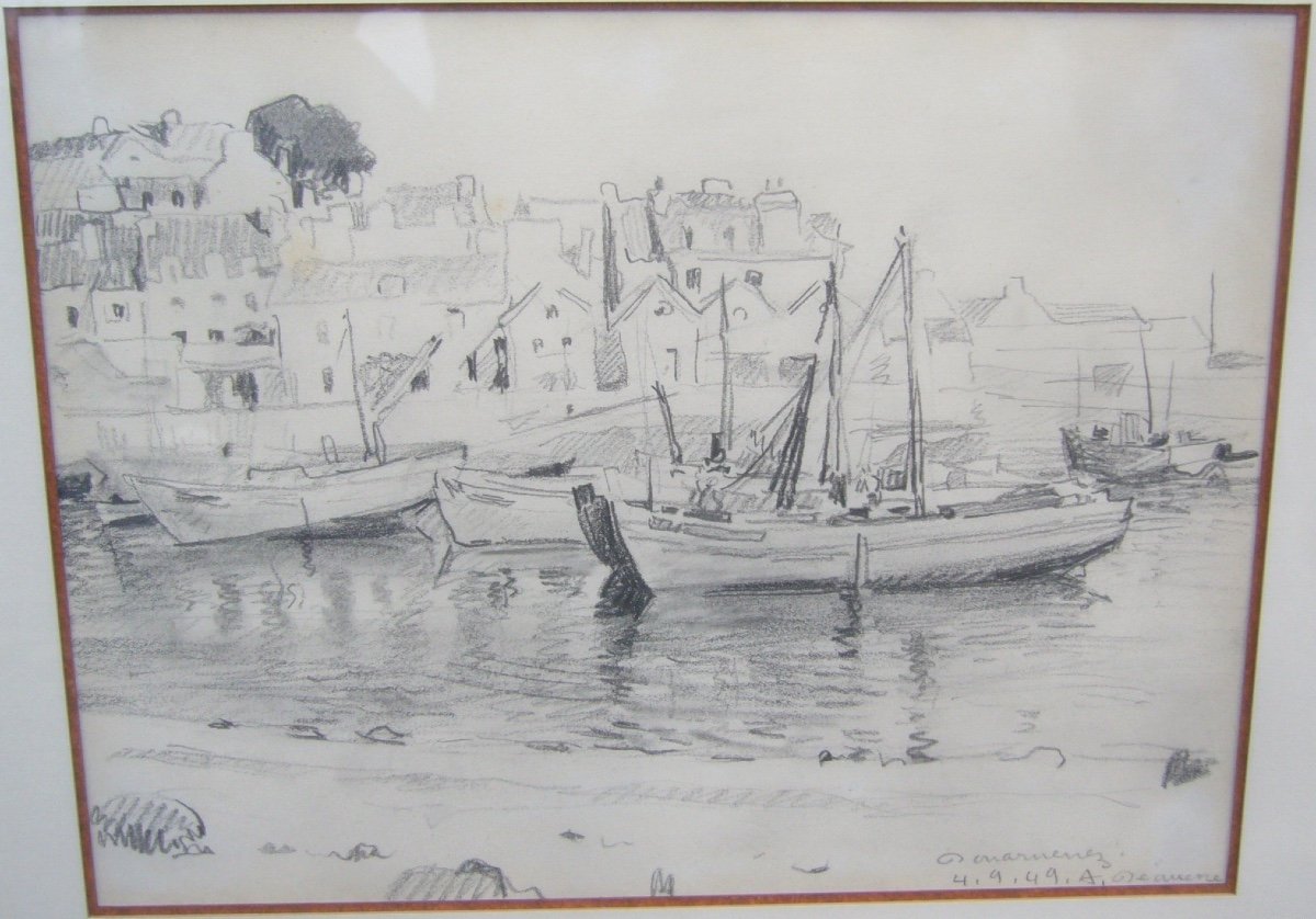 Dessin Original d'Albert Dequene, Douarmenez, Bretagne 