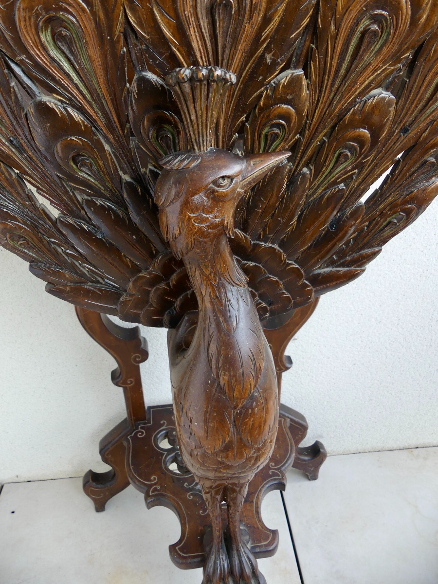 jardinière en bois sculpté de paon dans le goût chinois, Napoléon III.-photo-2