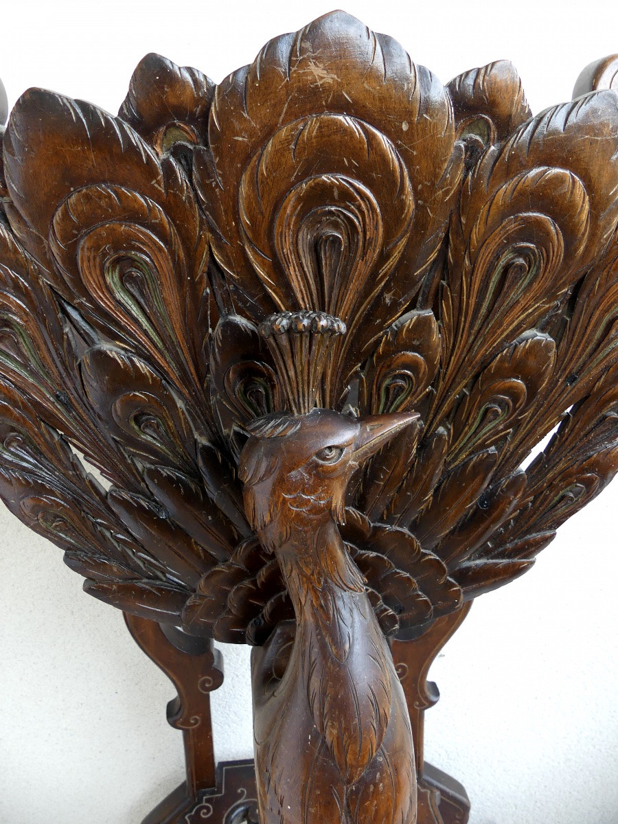 jardinière en bois sculpté de paon dans le goût chinois, Napoléon III.-photo-3