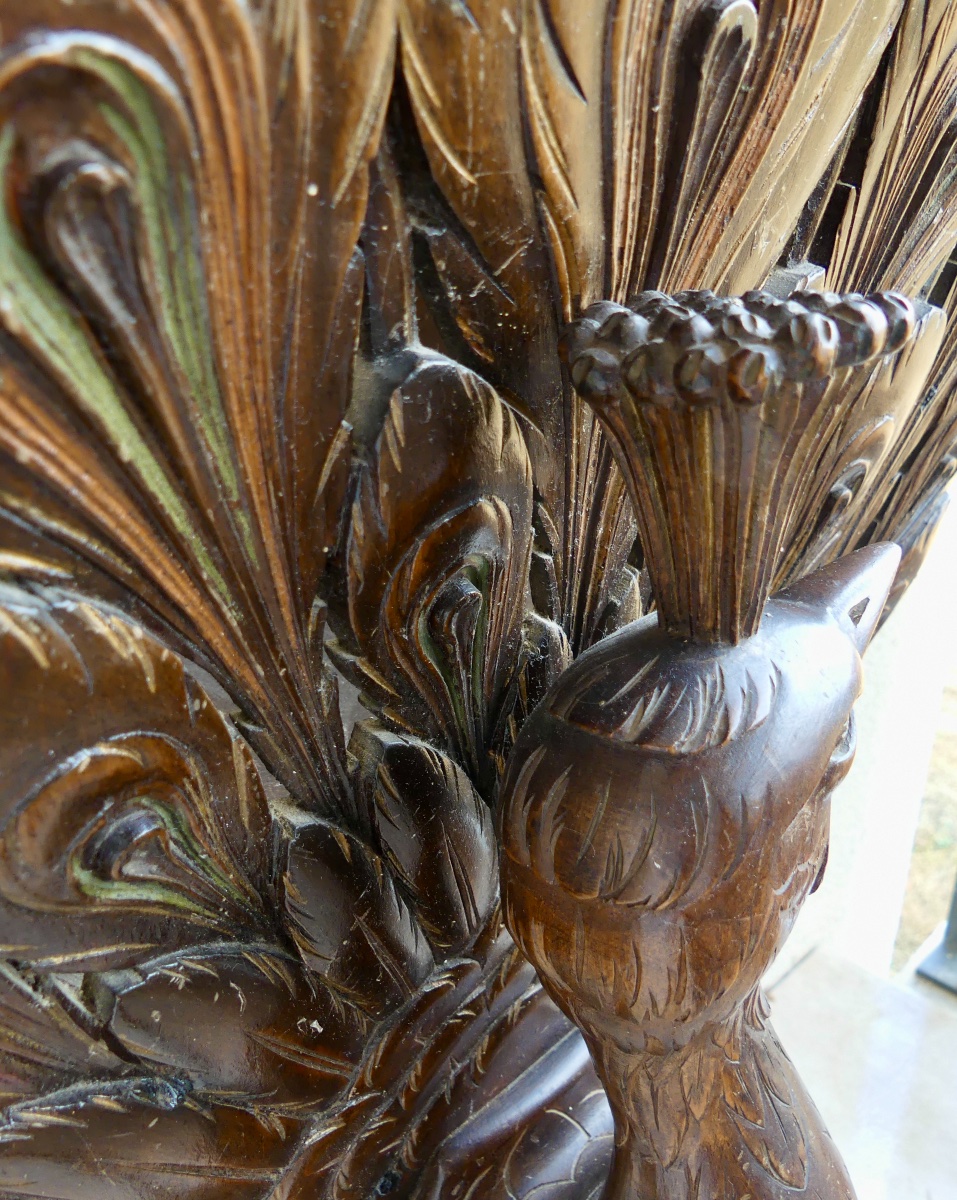 jardinière en bois sculpté de paon dans le goût chinois, Napoléon III.-photo-4