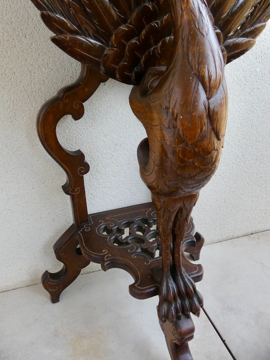 jardinière en bois sculpté de paon dans le goût chinois, Napoléon III.-photo-1