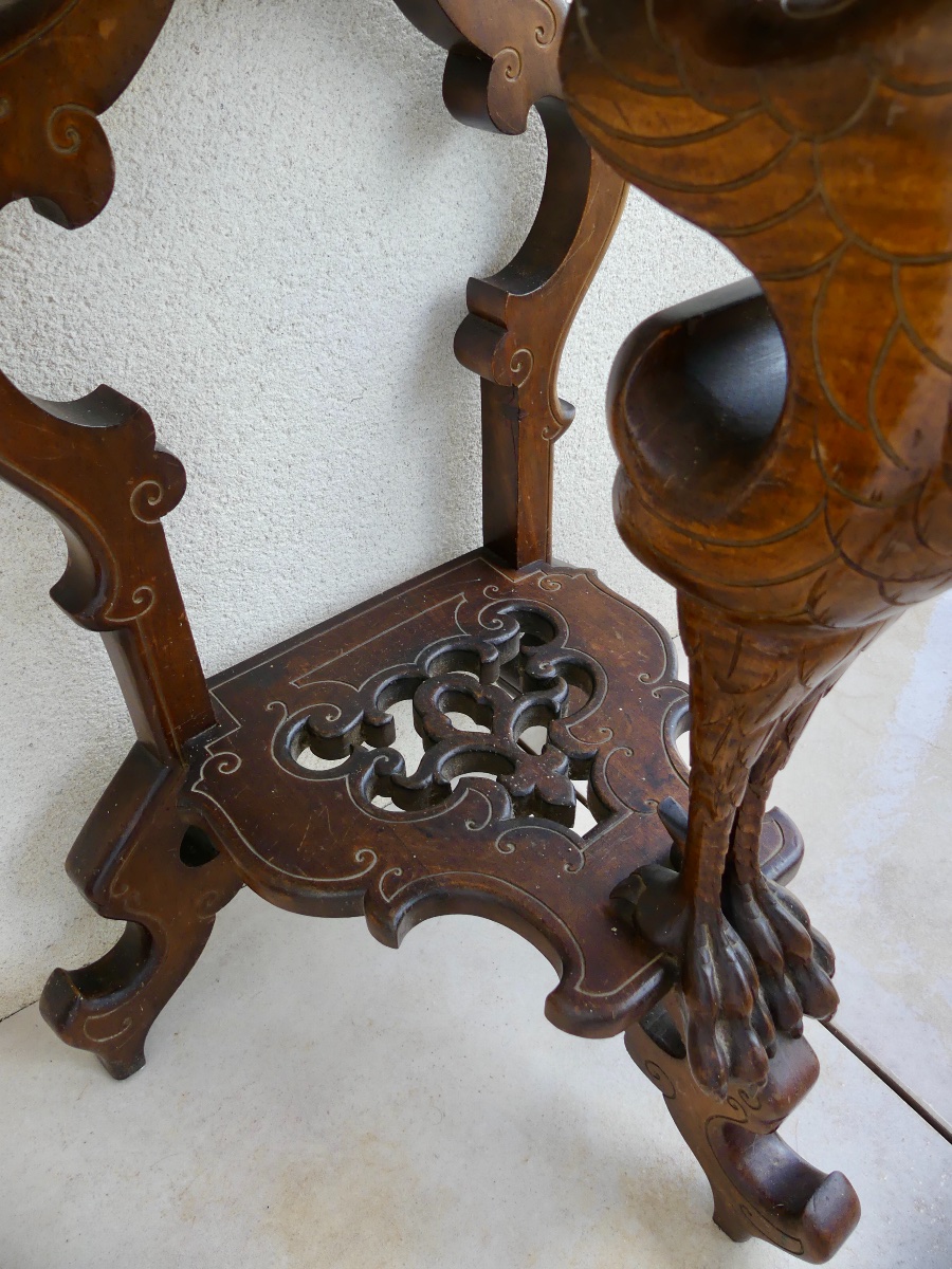 jardinière en bois sculpté de paon dans le goût chinois, Napoléon III.-photo-2