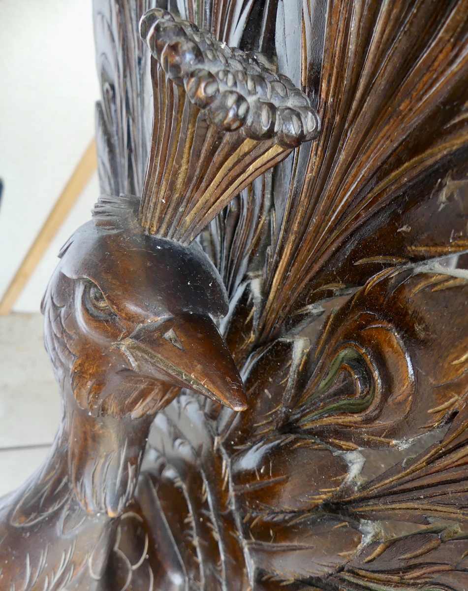 jardinière en bois sculpté de paon dans le goût chinois, Napoléon III.-photo-3