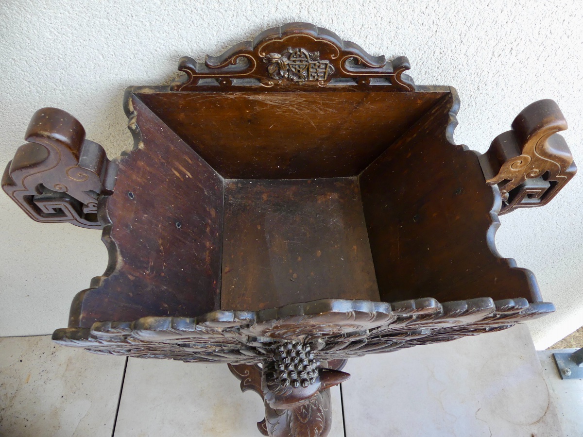 jardinière en bois sculpté de paon dans le goût chinois, Napoléon III.-photo-4