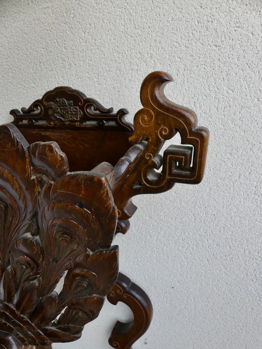 jardinière en bois sculpté de paon dans le goût chinois, Napoléon III.-photo-5