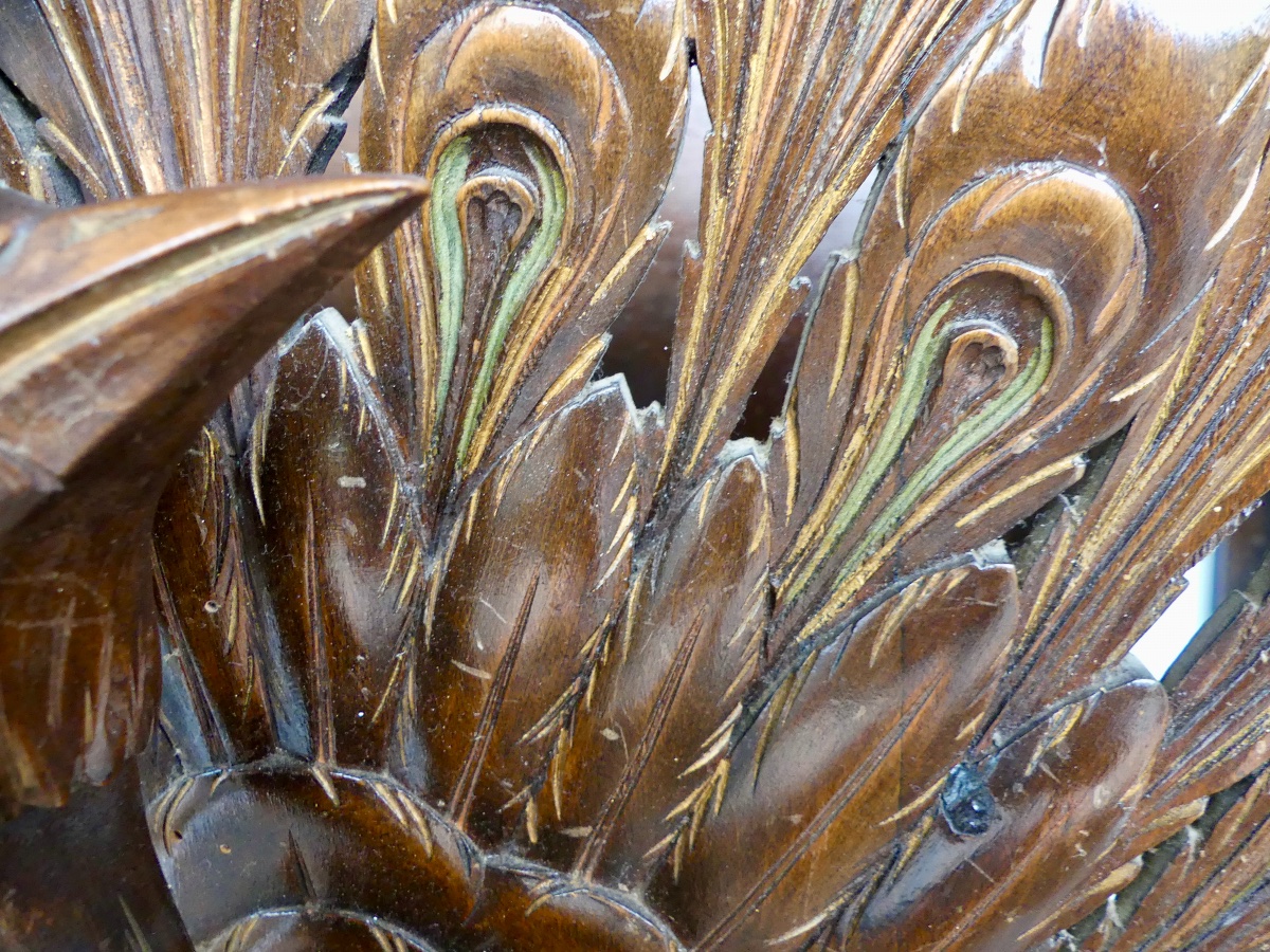 jardinière en bois sculpté de paon dans le goût chinois, Napoléon III.-photo-8