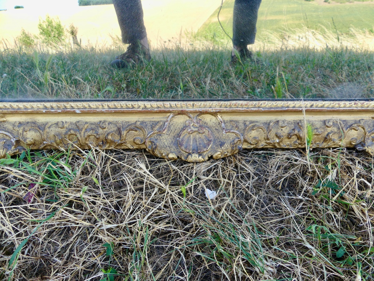 Miroir en bois sculpté et doré, Louis XIV/ Régence, début XVIII ème-photo-2