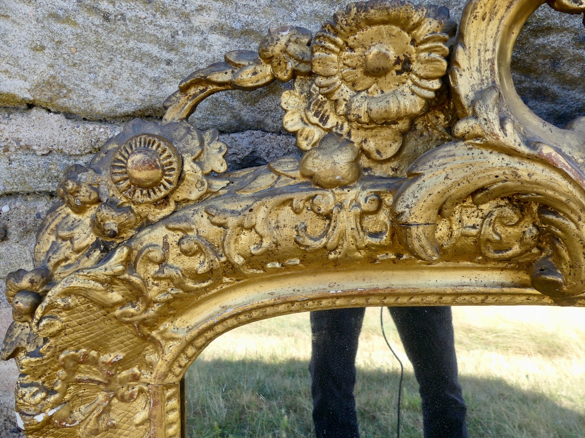 Miroir en bois sculpté et doré, Louis XIV/ Régence, début XVIII ème-photo-2